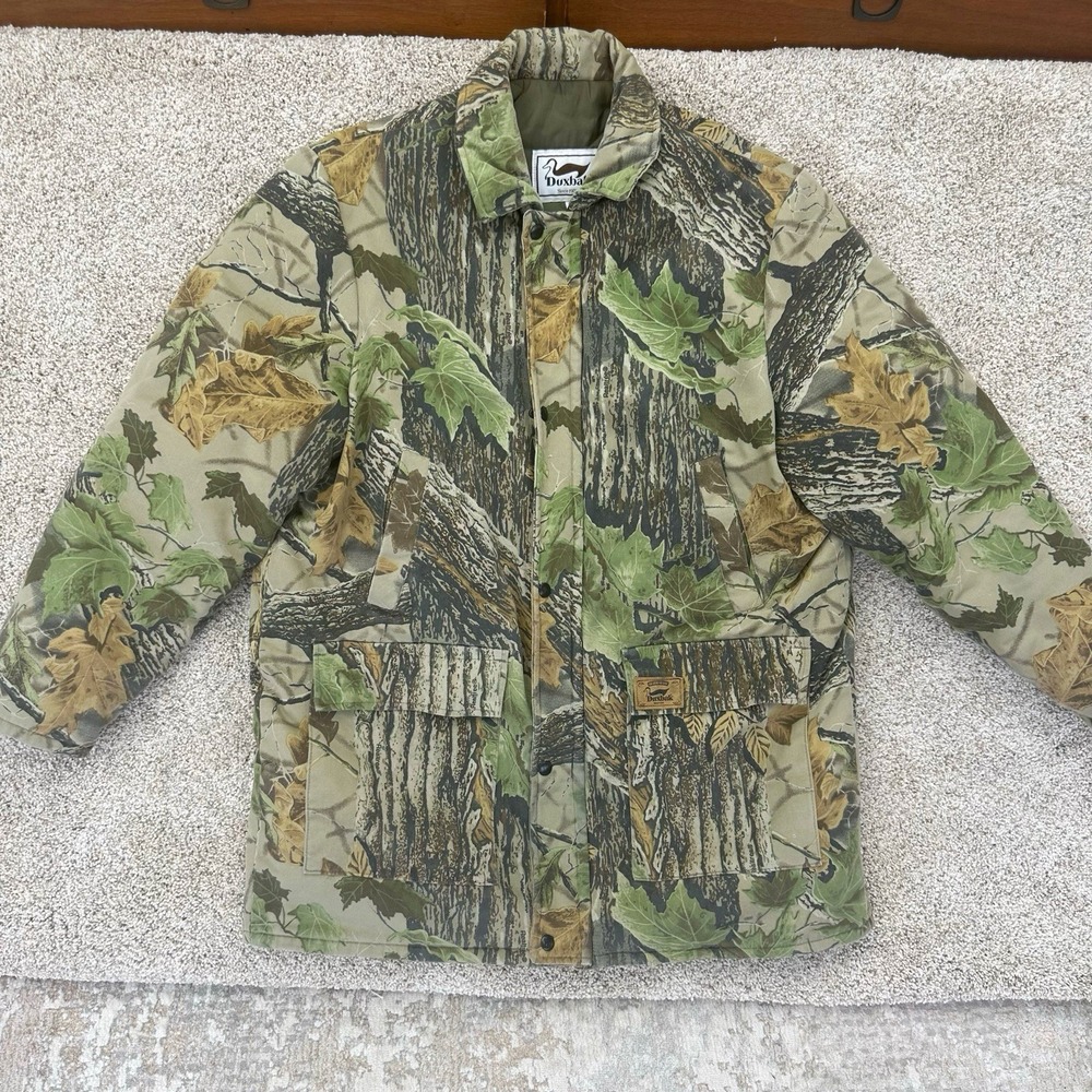 Vintage Duxbak USA Size Large Realtree Camo Hunting Field Jacket Zip Insulated